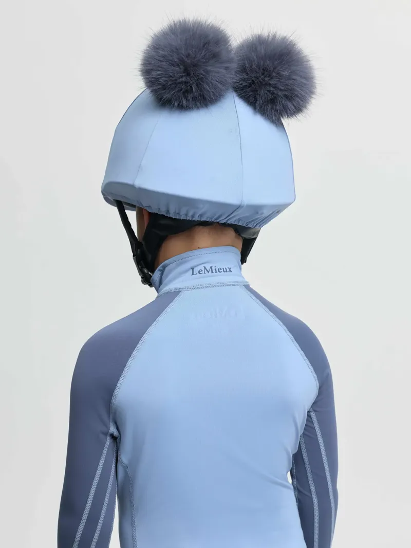 LeMieux Mini Double Pom Hat Silk Powder Blue-1