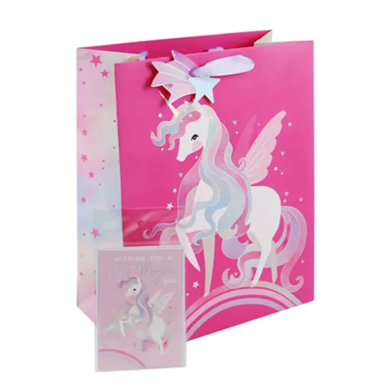 Pretty Unicorn Card and Gift Bag Set