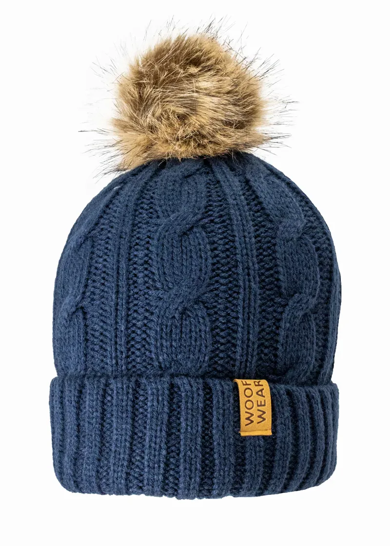 Woof Wear Cable Beanie in Navy