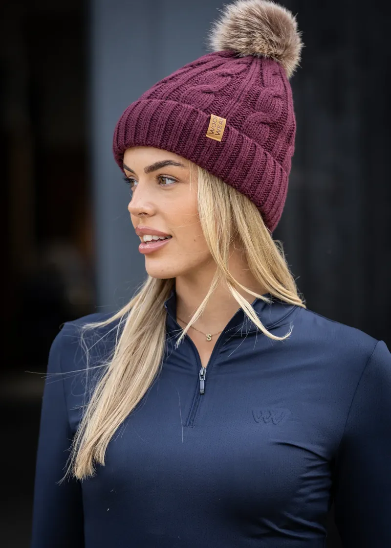 Woof Wear Cable Beanie in Plum-1