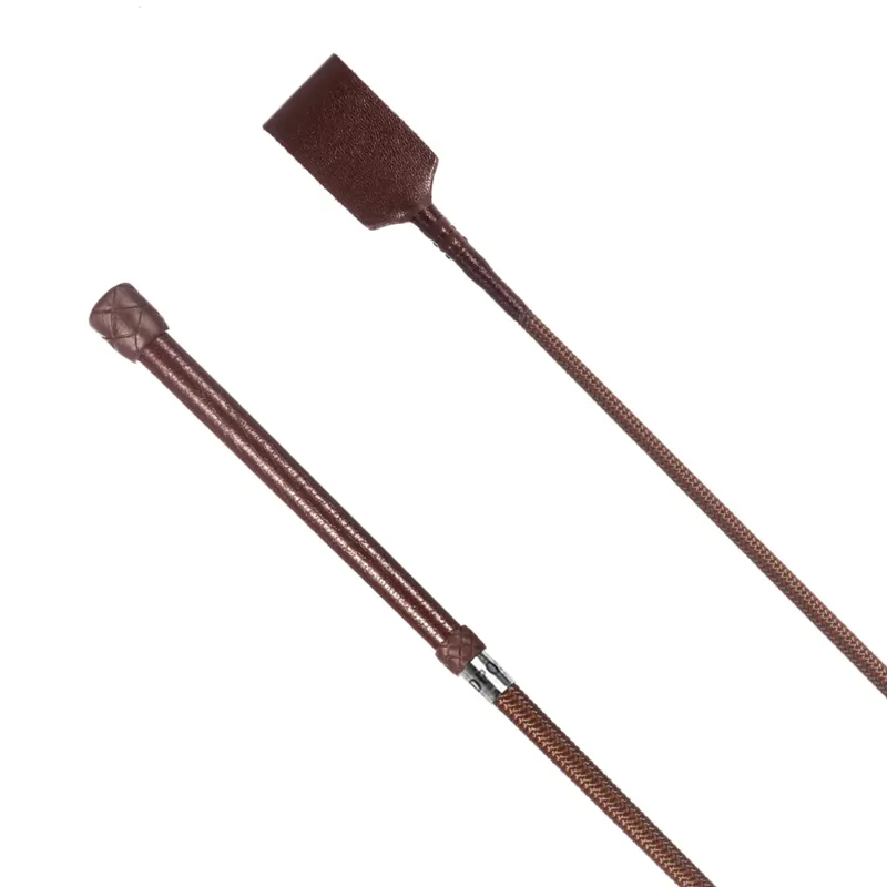 Country Direct Plain leather Handle Whip Brown