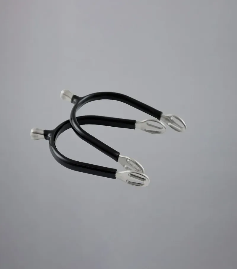 Premier Equine Rubber Covered Bobble Spurs Black Silver