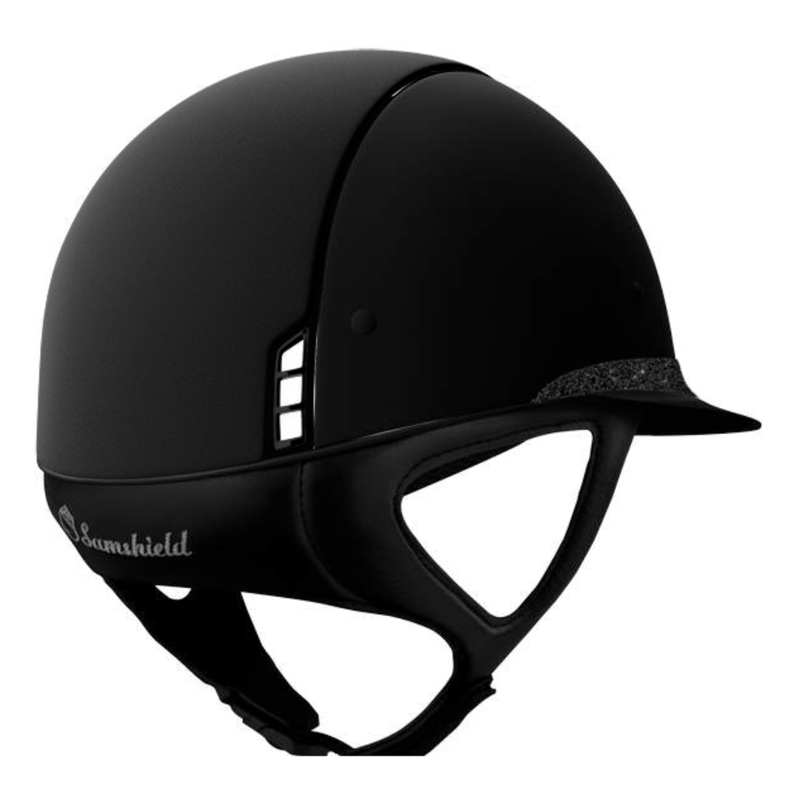 Samshield Miss Shield Black Shadowmatt Riding Hat Small Shell With Crystal Fabric Band Small-1