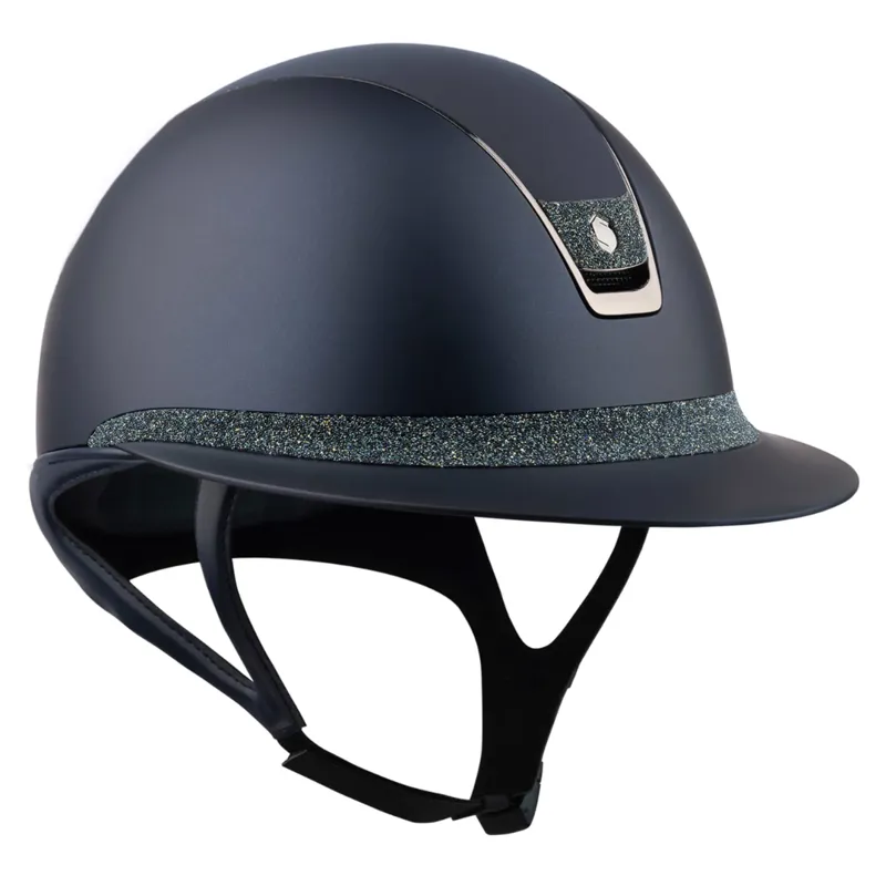 Samshield Miss Shield Shadowmatt 2.0 Riding Hat M/L Shell With Crystal Fabric Ocean Depth Frontal Band/ Blazon Blue