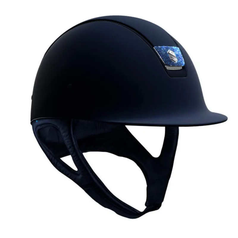 Samshield Shadowmatt Blue Riding Hat Shell With Crystal Fabric Blue Blason