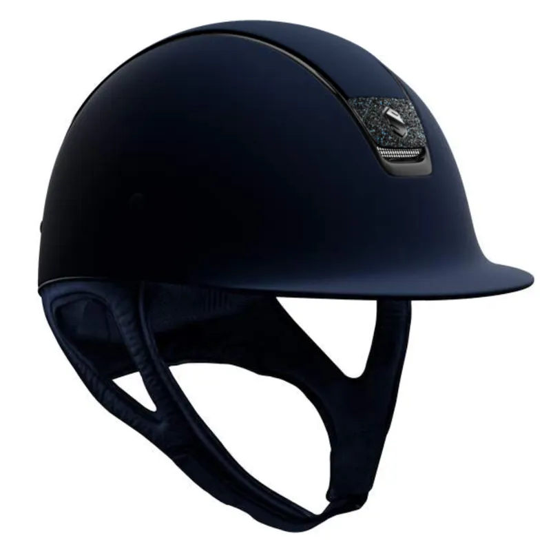 Samshield Shadowmatt Blue Riding Hat Shell With Black Chrome Trim / Crystal Fabric Summer Nights Blazon