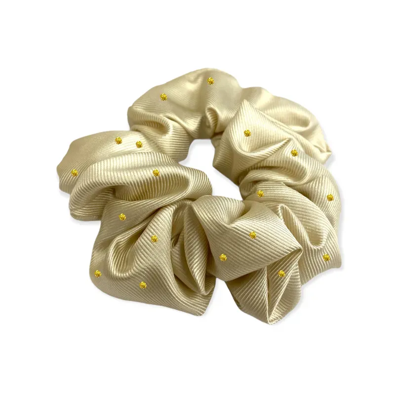 Equetech Pin Spot Hair Scrunchie in Cream/Gold