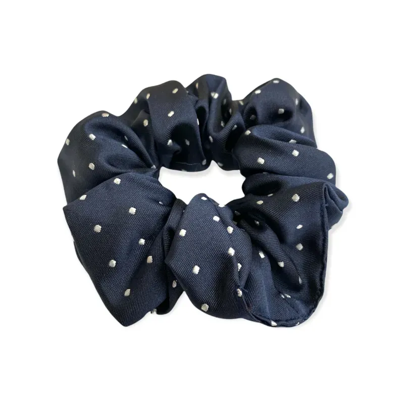 Equetech Pin Spot Hair Scrunchie in Navy/White 