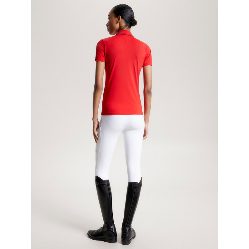 Tommy Equestrian Women's Harlem Short Sleeve Logo Polo Shirt  Fierce Red-2