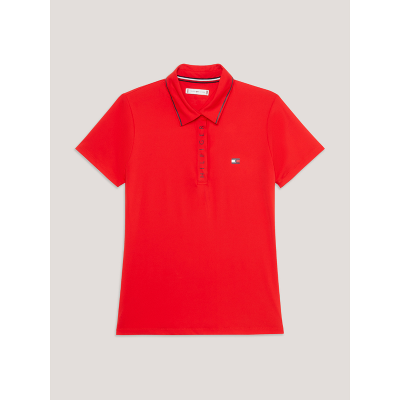 Tommy Equestrian Women's Harlem Short Sleeve Logo Polo Shirt  Fierce Red-3